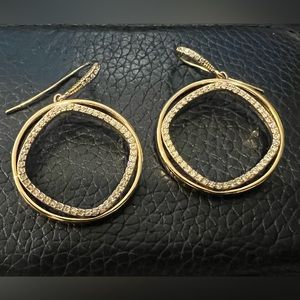 Swarovski double hoop gold earrings